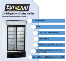 Load image into Gallery viewer, EURO-CHILL (PREMIER) 2-Sliding Glass Door Display Chiller (945L)