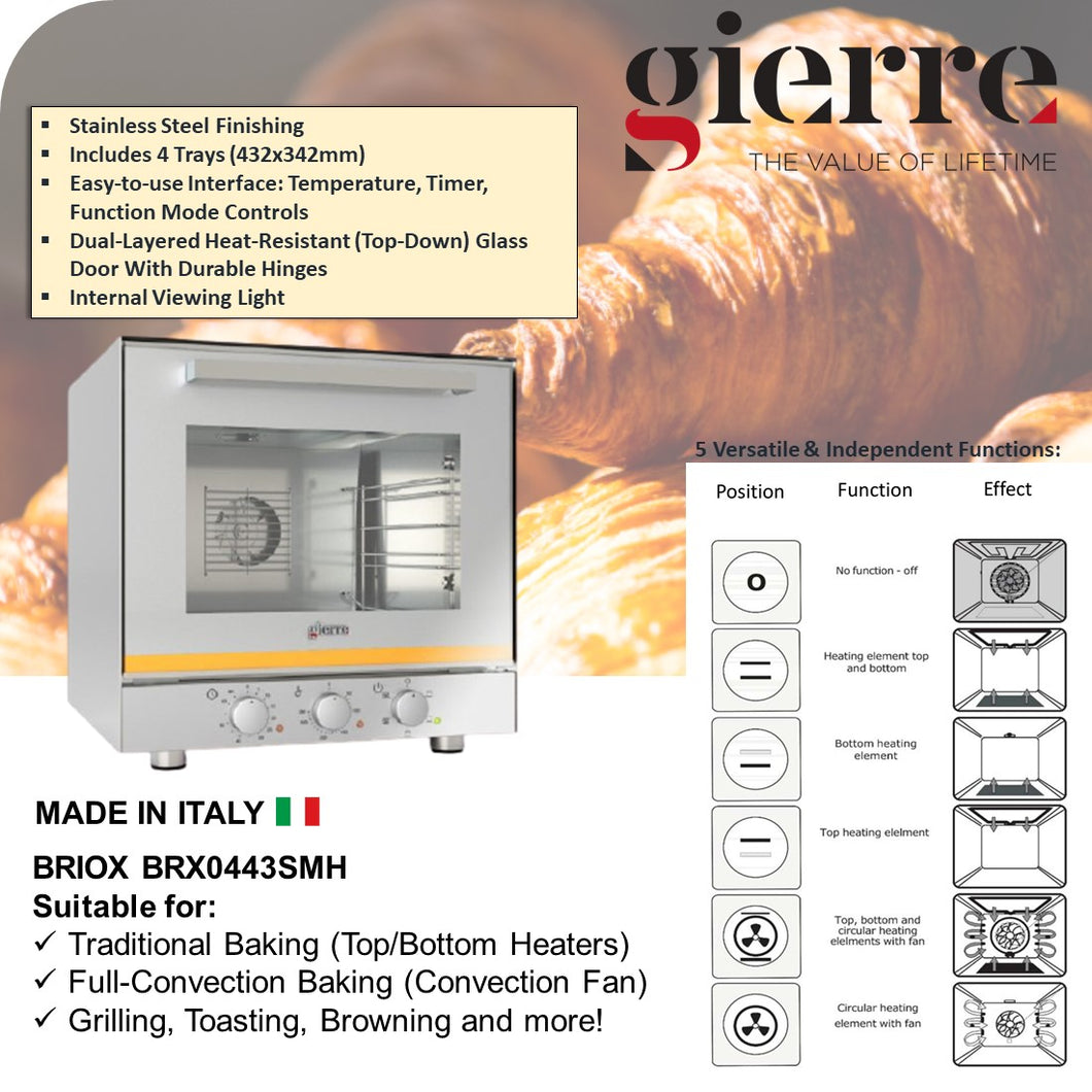 GIERRE (ITALY) Professional Multi-Function Electric Convection Oven (4-Tray) SS