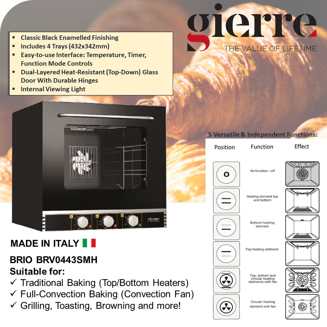 GIERRE (ITALY) Professional Multi-Function Electric Convection Oven (4-Tray) Enamel
