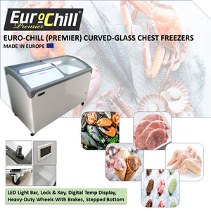EURO-CHILL (PREMIER) Chest Freezer With Curved Sliding Glass & LED Light (400L)
