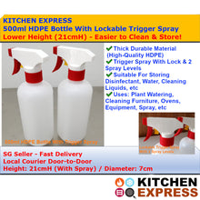 Load image into Gallery viewer, 500ml HDPE Reusable Spray Bottle For Sanitizer / Disinfectant / Plant / Cleaning / Watering / etc